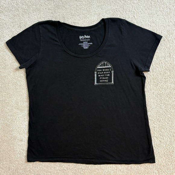 Harry Potter Mirror of Erised Graphic Tee‎ Black Cotton Top Women's Size Plus 1 - Picture 1 of 7